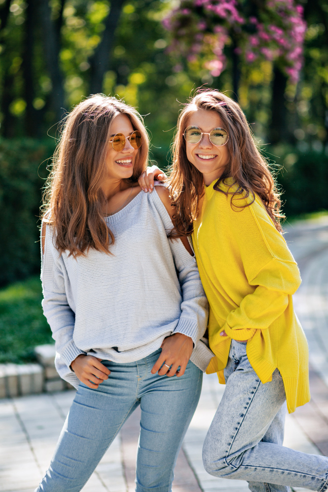 two women smiling